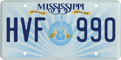 MS license plate HVF990