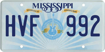 MS license plate HVF992