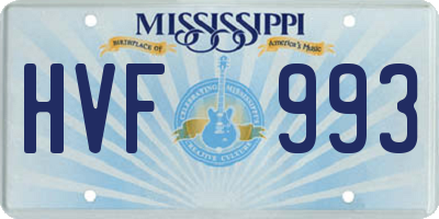 MS license plate HVF993