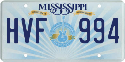 MS license plate HVF994