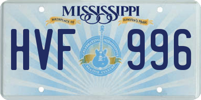 MS license plate HVF996
