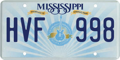 MS license plate HVF998