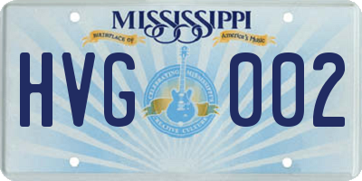 MS license plate HVG002