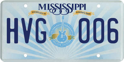 MS license plate HVG006