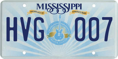 MS license plate HVG007