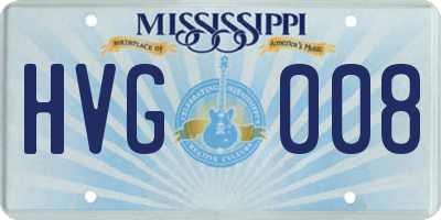 MS license plate HVG008