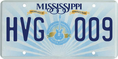 MS license plate HVG009