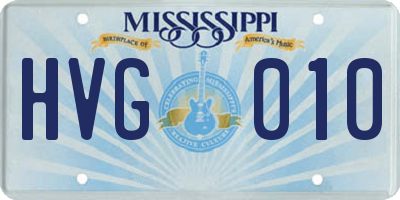 MS license plate HVG010