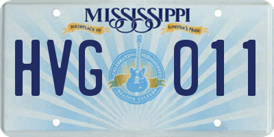 MS license plate HVG011