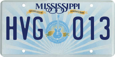 MS license plate HVG013
