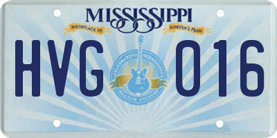 MS license plate HVG016