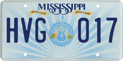 MS license plate HVG017