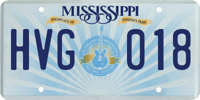 MS license plate HVG018