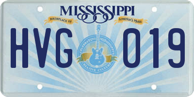 MS license plate HVG019