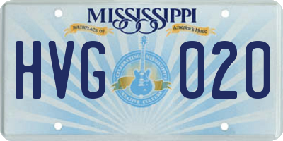 MS license plate HVG020