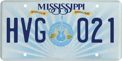 MS license plate HVG021