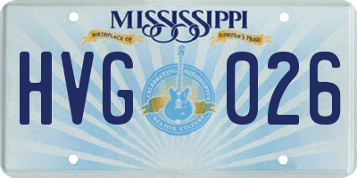 MS license plate HVG026