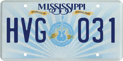 MS license plate HVG031