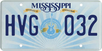 MS license plate HVG032