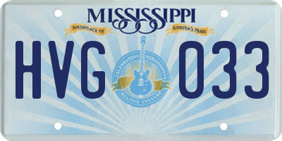 MS license plate HVG033