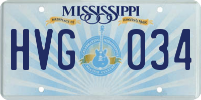 MS license plate HVG034