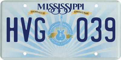 MS license plate HVG039