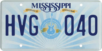 MS license plate HVG040
