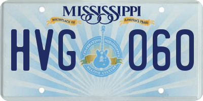 MS license plate HVG060