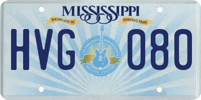 MS license plate HVG080