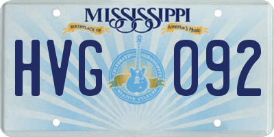 MS license plate HVG092