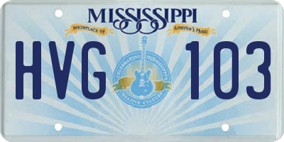 MS license plate HVG103