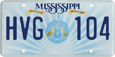 MS license plate HVG104