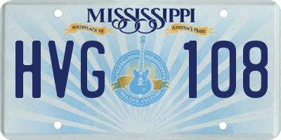 MS license plate HVG108