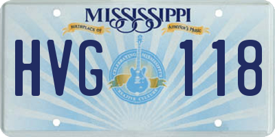 MS license plate HVG118