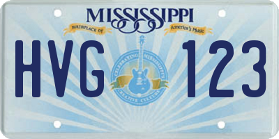 MS license plate HVG123