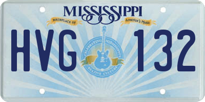 MS license plate HVG132