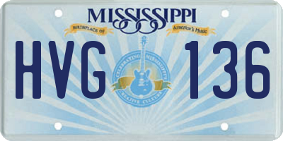 MS license plate HVG136