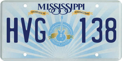 MS license plate HVG138