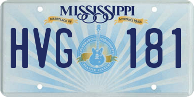MS license plate HVG181