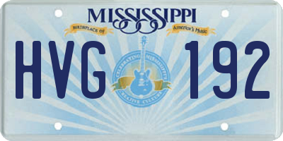 MS license plate HVG192