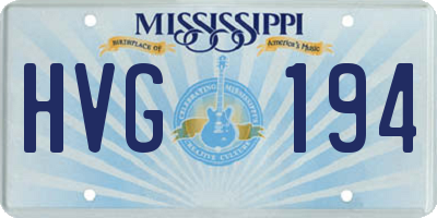 MS license plate HVG194