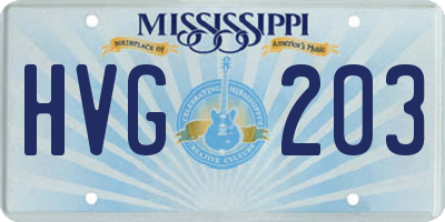MS license plate HVG203