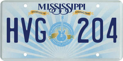 MS license plate HVG204
