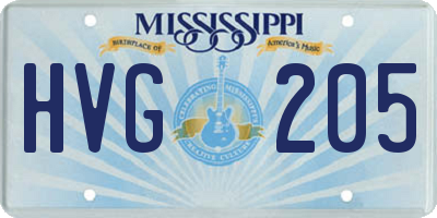 MS license plate HVG205