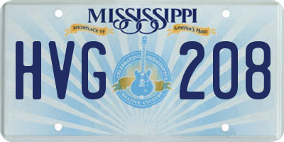 MS license plate HVG208