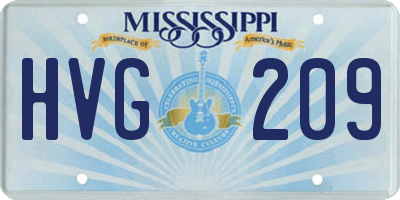 MS license plate HVG209