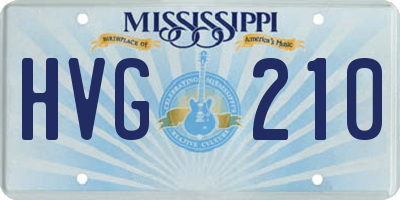 MS license plate HVG210