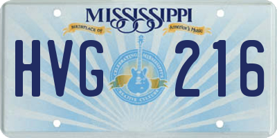 MS license plate HVG216
