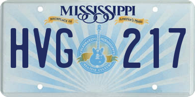 MS license plate HVG217