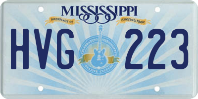MS license plate HVG223